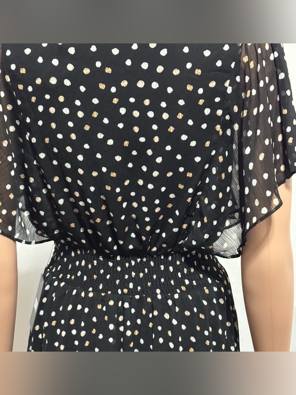 DKNY Women’s Printed Flutter-Sleeve Dress Black Multi Midi Size 4 - Picture 5 of 8